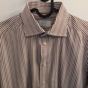 Eton Brown Two-toned Stripe Contemporary Fit dress Shirt - size 40, 15 & 3/4